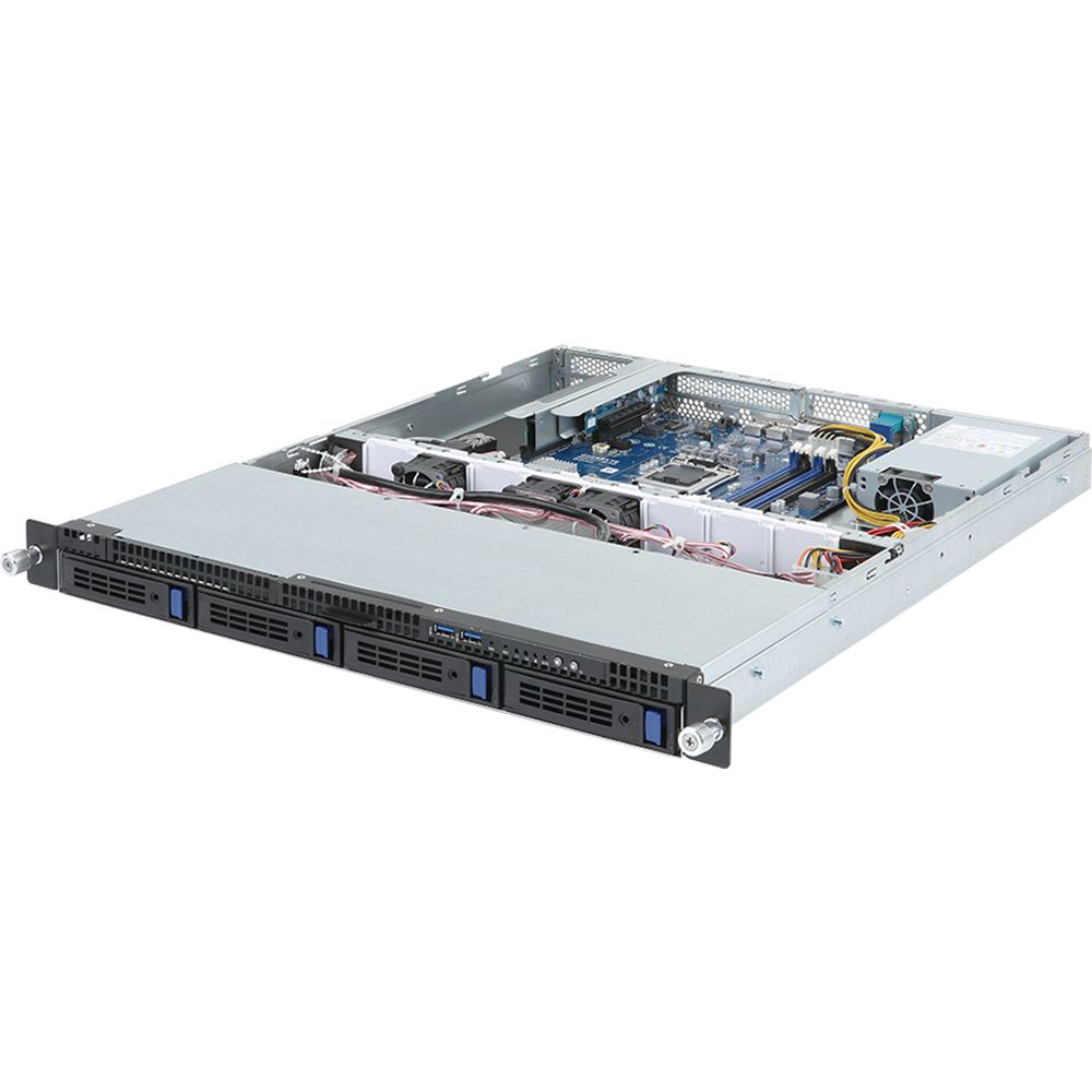 Платформа системного блока Gigabyte R121-340 1U, LGA1151, Intel C232, 4 x DDR4, 4 x 3.5» SATA, 2xGigabit Ethernet (1000 Мбит/с), 250 Вт