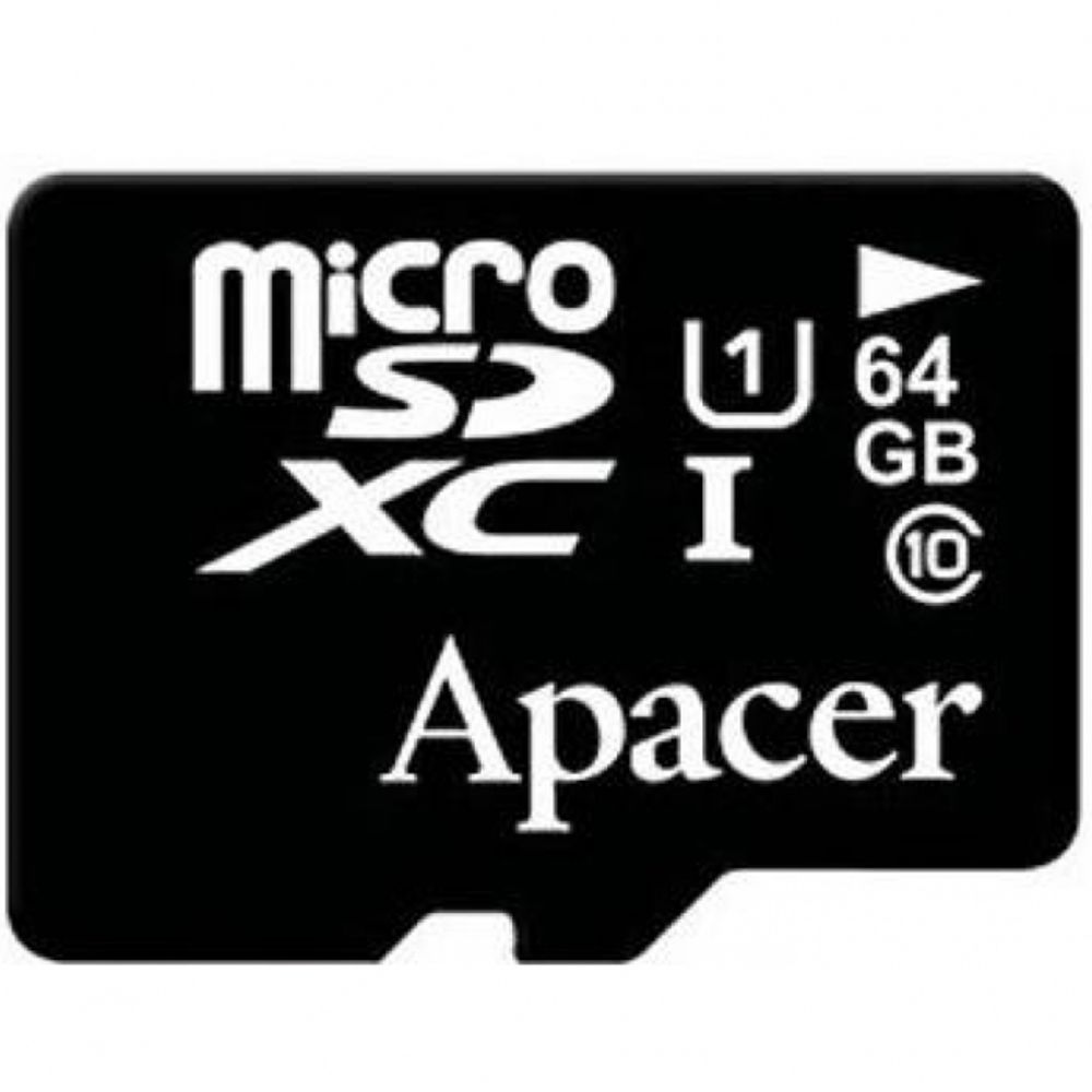 Карта памяти Apacer microSDHC 64GB Apacer Memory Card AP64GMCSX10U1-RA UHS-I U1 Class 10, RTL (898845) {50}