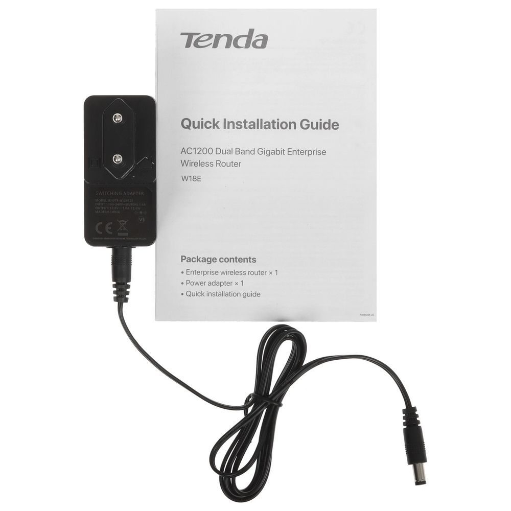 Адаптер беспроводной связи (Wi-Fi) Tenda W18E Гигабитный беспроводной маршрутизатор точки доступа AC1200 до 300 Мбит/с на 2,4 ГГц + до 867 Мбит/с на 5 ГГц, LAN 4x1Гбит/с, 4x5dBi антенны