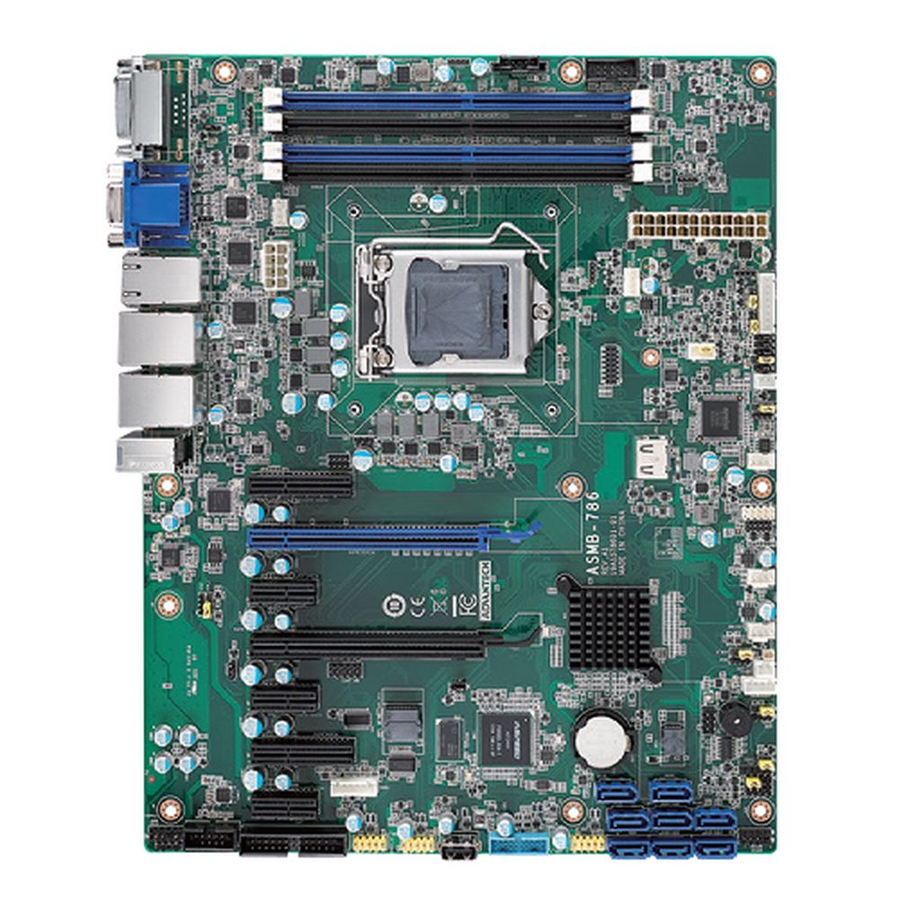 Материнская плата Advantech ASMB-786G2-00A1 Серверная плата ATX, поддержка Intel Core i3/i5/i7 8th Gen Xeon E, LGA1151, 4xDDR4 2133/2400/2666 МГц до 64 ГБ ЕСС, DVI, VGA, HDMI, 2xCOM, 4xUSB 3.1, 2xGbE LAN, 8xSATA III, RAID 0,1,5,10, Аудио, питание 12 В DC (требуется установка батарейки CR2032)