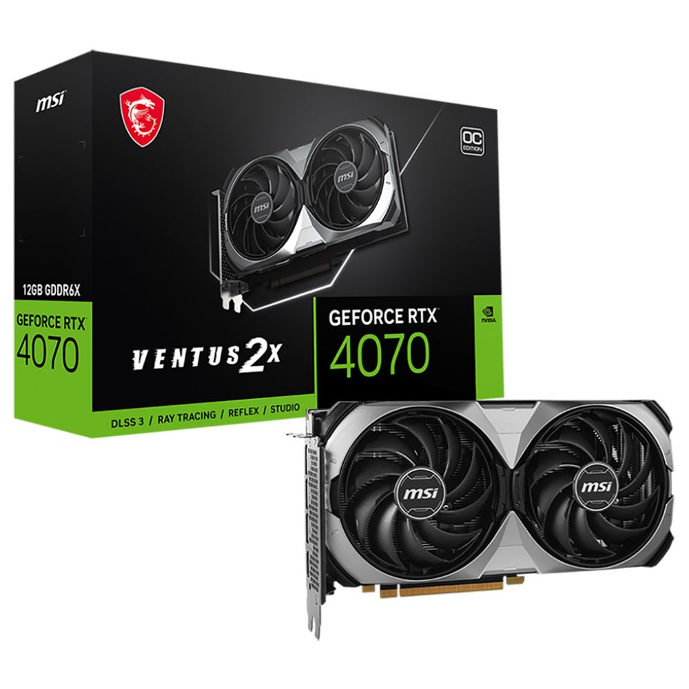 Видеокарта MSI RTX4070 VENTUS 2X E 12G OC NVIDIA GeForce RTX 4070 PCI-E 4.0 12288Mb 192 GDDR6X 2505/21000 HDMIx1 DPx3 HDCP Ret