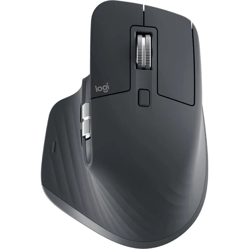 Мышь беспроводная Logitech MX Master 3S Graphite черная, 200-8000 dpi (Darkfield high precision), Bluetooth+2.4 GHz USB-ресивер (Logitech Unifying®), 7 кнопок, перезаряжаемая литий-полимерная батарея (500 мА·ч)