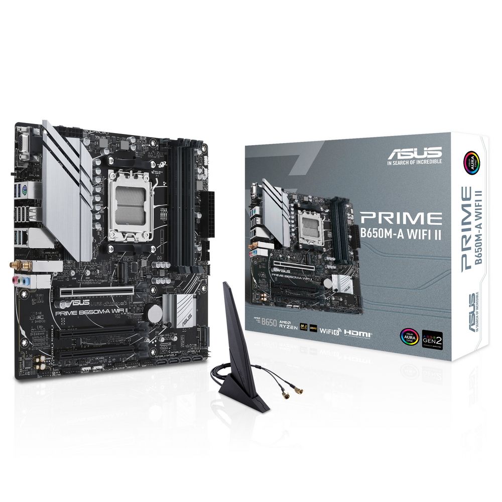 Материнская плата ASUS PRIME B650M-A WIFI II AM5 mATX 4xDDR5 3xPCIEx16 2xM.2 DP HDMI VGA 2.5GLAN Wi-Fi 6 (90MB1EG0-M0EAY0)