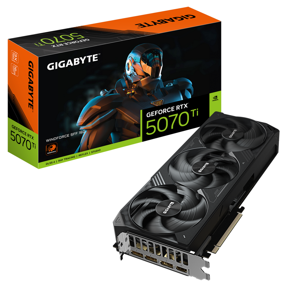 GigaByte GeForce RTX 5070TI WINDFORCE 16G 2452MHz PCI-E 5.0 16384MB 256 bit 1xHDMI 3xDisplayPort HDCP GV-N507TWF3-16GD