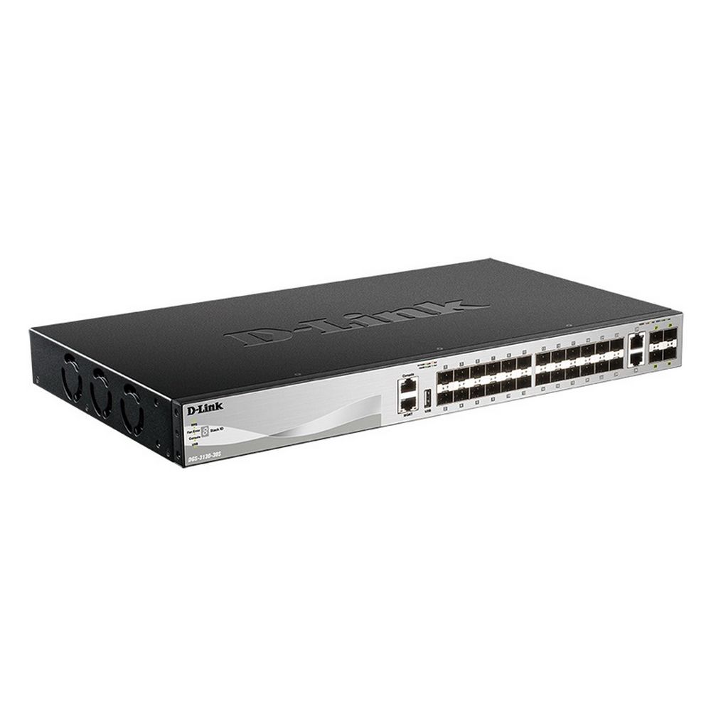 Коммутатор D-Link PROJ Управляемый L3 стекируемый коммутатор, 24x1000Base-X SFP, 2x10GBase-T, 4x10GBase-X SFP+, CLI, порт управления 1000Base-T, консольный порт RJ-45, 1xUSB, RPS, поддержка Dying Gasp