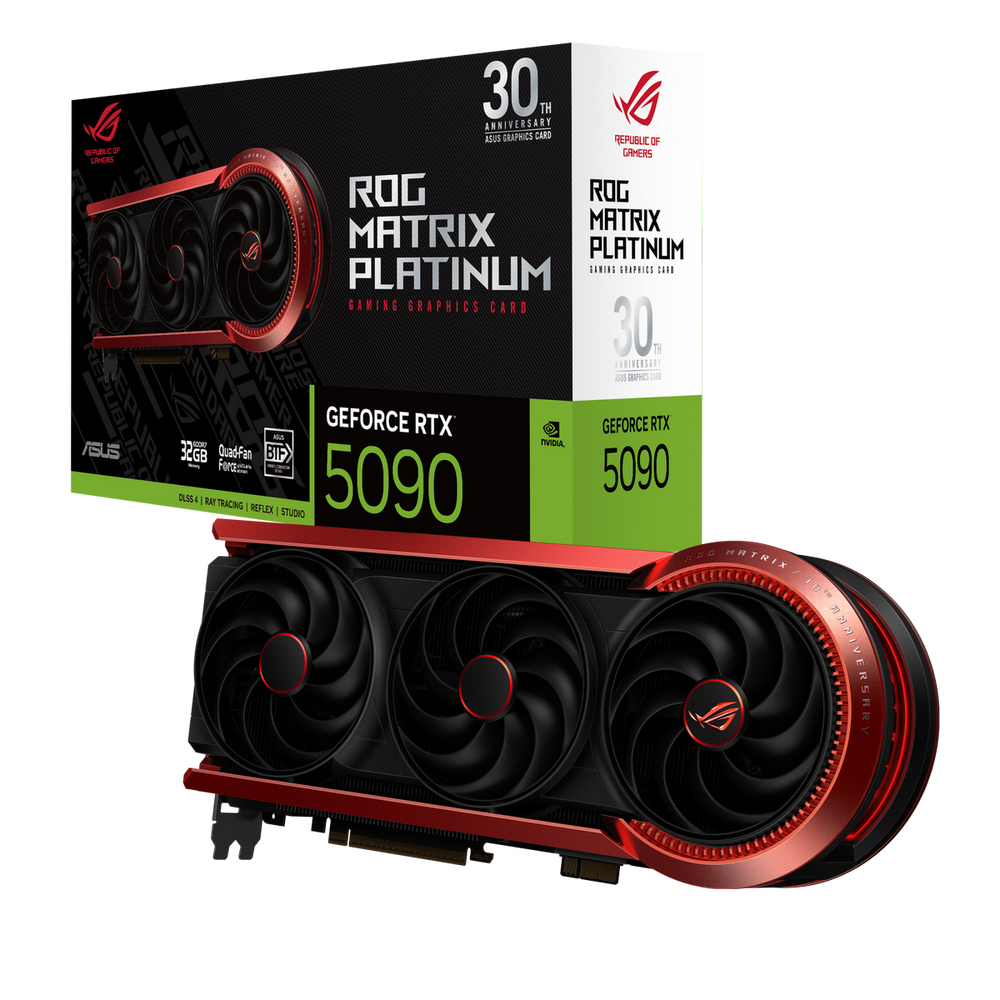 Видеокарта ASUS RTX5090 ROG MATRIX 30TH 32GB GDDR7 512bit 3xDP 2xHDMI 4FAN RTL (ROG-MATRIX-RTX5090-P32G-30TH)