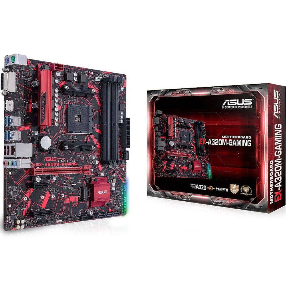 Материнская плата ASUS AM4 A320 EX-A320M-GAMING, AM4, AMD A320, 2xDDR4, 4xSATA, 1xPCIe 3.0 x4, 1xDVI-D, 1xHDMI, 1x 1Gb LAN, 2xUSB 3.2 Gen 1, 3x3.5 мм, 7.1, mATX