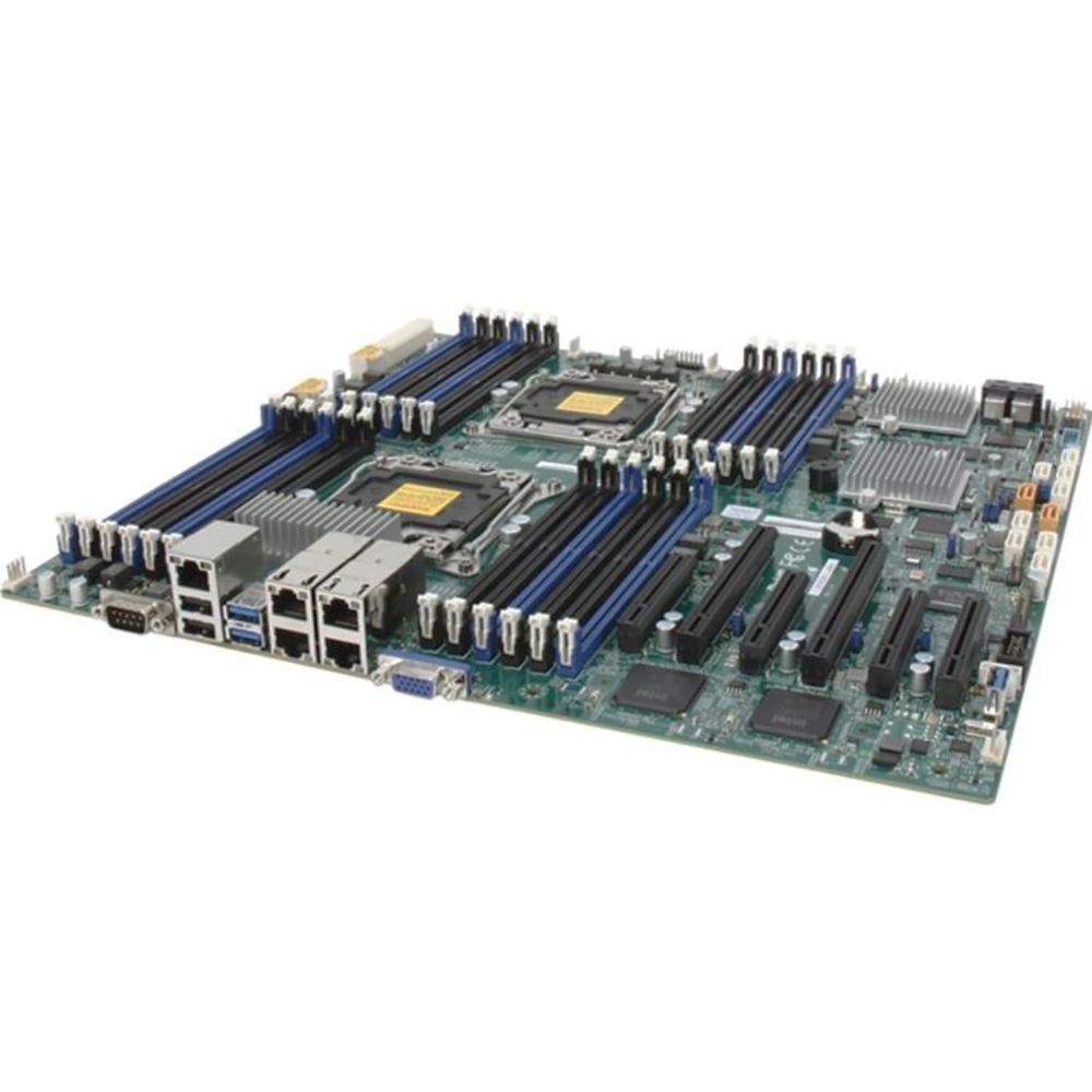 Материнская плата SuperMicro  MBD-X10DRI-B, OEM {8} E-ATX Intel® Xeon® processor E5-2600 v4†/ v3 LGA 2011 10x SATA3 (6Gbps) ports 5x USB 3.0 ports (2 rear + 2 via header + 1 Type A) 6x USB 2.0 ports (2 rear + 4 via headers) 1x VGA port 3 PCI-E 3.0