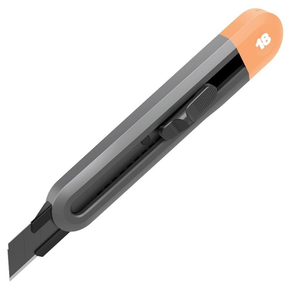 Технический нож "Home Series Gray" Deli HT4018C  ширина лезвия 18мм, эксклюзивный дизайн, корпус из высококачественного софттач пластика