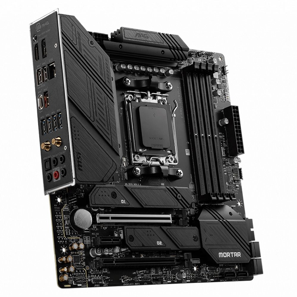 Материнская плата MSI MAG B650M MORTAR WIFI B650, AM5, 4*DDR5, 2*PCIEx16, 1*PCIEx1, 2*M.2, 2*TypeC, 3*USB3.2Gen2, 6*USB3.2Gen1, 4*USB2.0, 6*SATA3.0, 2.5G, DP, HDMI, M-ATX, RTL