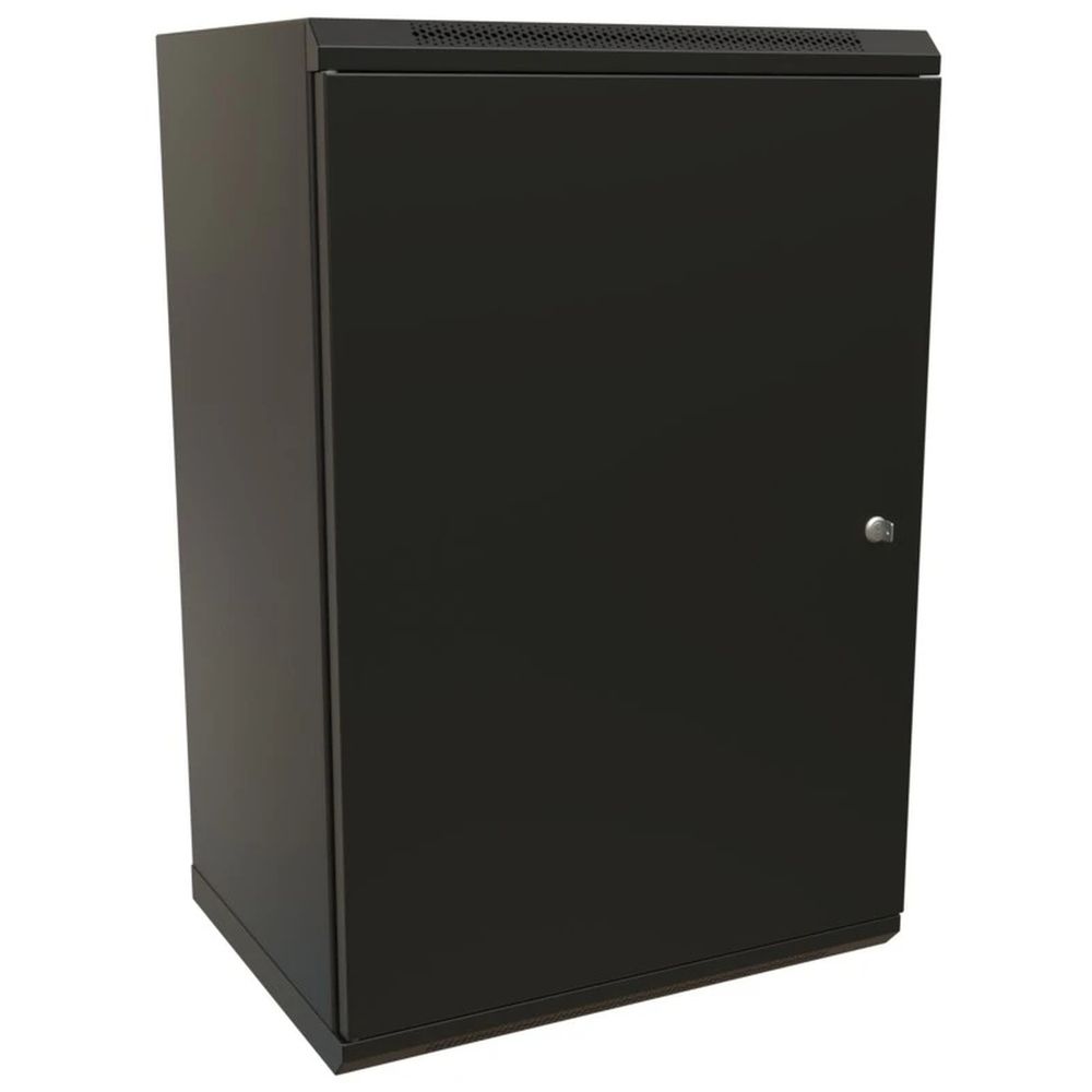 Шкаф Hyperline WRline WR-TW-2245-SR-RAL9004 настенный 19-дюймовый (19"), 22U, 1086x600х450мм, цельнометаллическая дверь с замком, цвет черный (RAL9004) (разобранный)