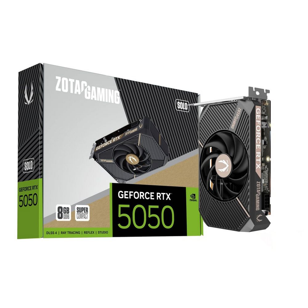 Видеокарта Zotac GAMING GeForce RTX 5050 SOLO , NVIDIA RTX 5050, 8 ГБ GDDR6, 128 бит, PCI-e 5.0, 1xHDMI, 3xDP, 2572 МГц
