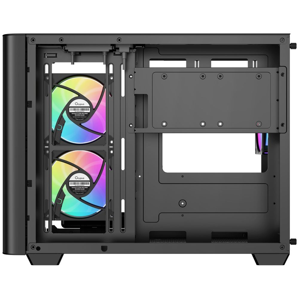 Корпус для ПК Ocypus Iota-C50-BKD300CD-GL Case Iota C50 BK Curve ARGB Digital mATX /win /black / 3 ARGB fans/ no PSU / Tempered Glass