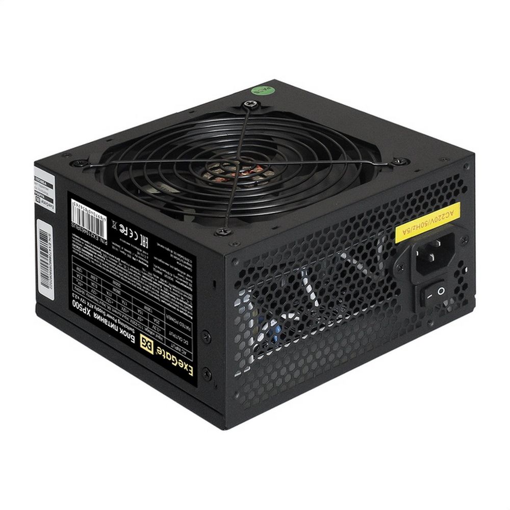 Exegate EX219463RUS-S Блок питания XP500, ATX, SC, black, 12cm fan, 24p+4p, 6/8p PCI-E, 3*SATA, 2*IDE, FDD + кабель 220V с защитой от выдергивания