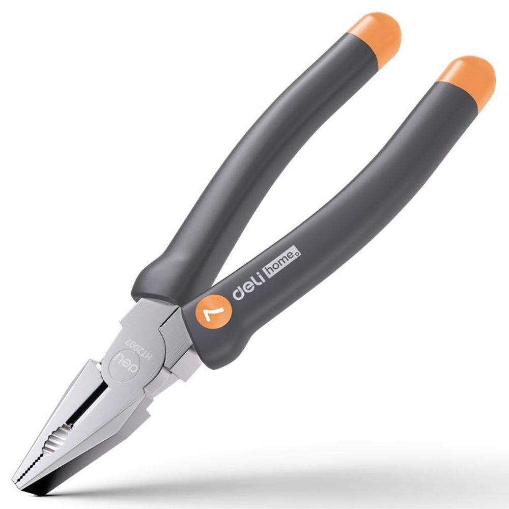 Комбинированные плоскогубцы "Home Series Gray" Deli HT2007C  180мм, эксклюзивный дизайн, рукоятка из высококачественного софттач пластика Bad Pack 