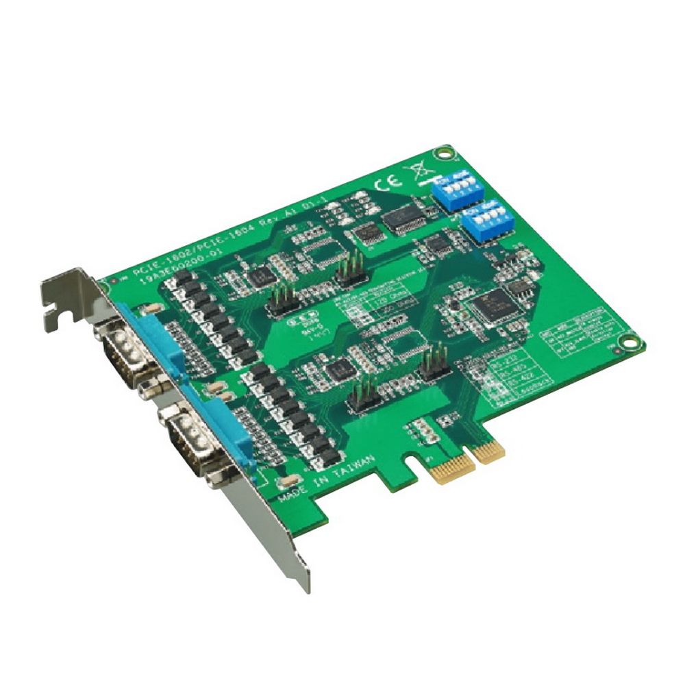 PCIE-1602B-AE Плата PCI Express x1 адаптер 2xRS-232/422/485 разъем DB9 Male, c защитой от перенапряжения
