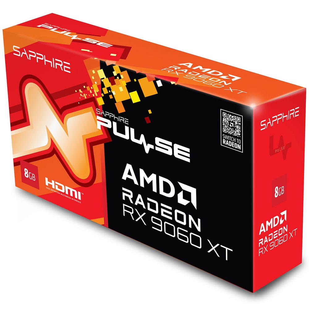 Видеокарта Sapphire RX9060XT PULSE OC 8GB GDDR6 128bit DP 2xHDMI 2FAN RTL