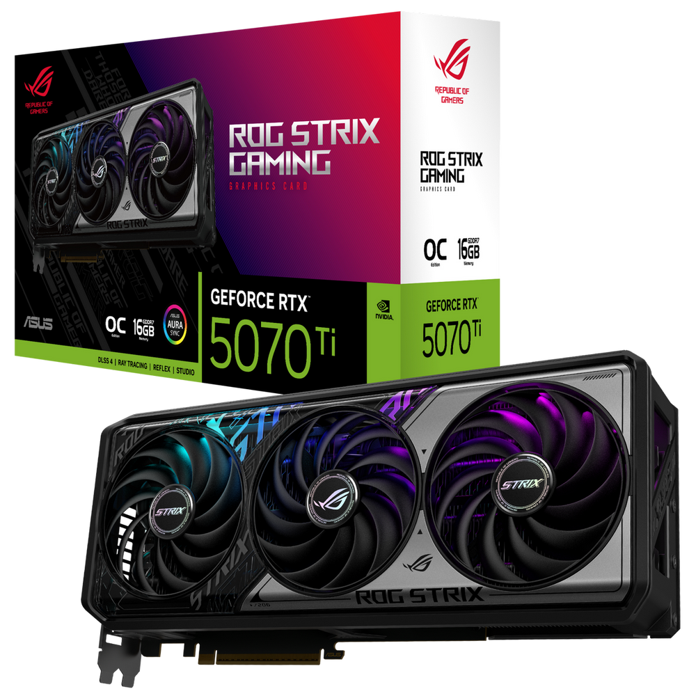 Видеокарта ASUS RTX5070Ti ROG STRIX OC 16GB GDDR7 256bit 3xDP 2xHDMI 3FAN RTL [ROG-STRIX-RTX5070TI-O16G-GAMING]