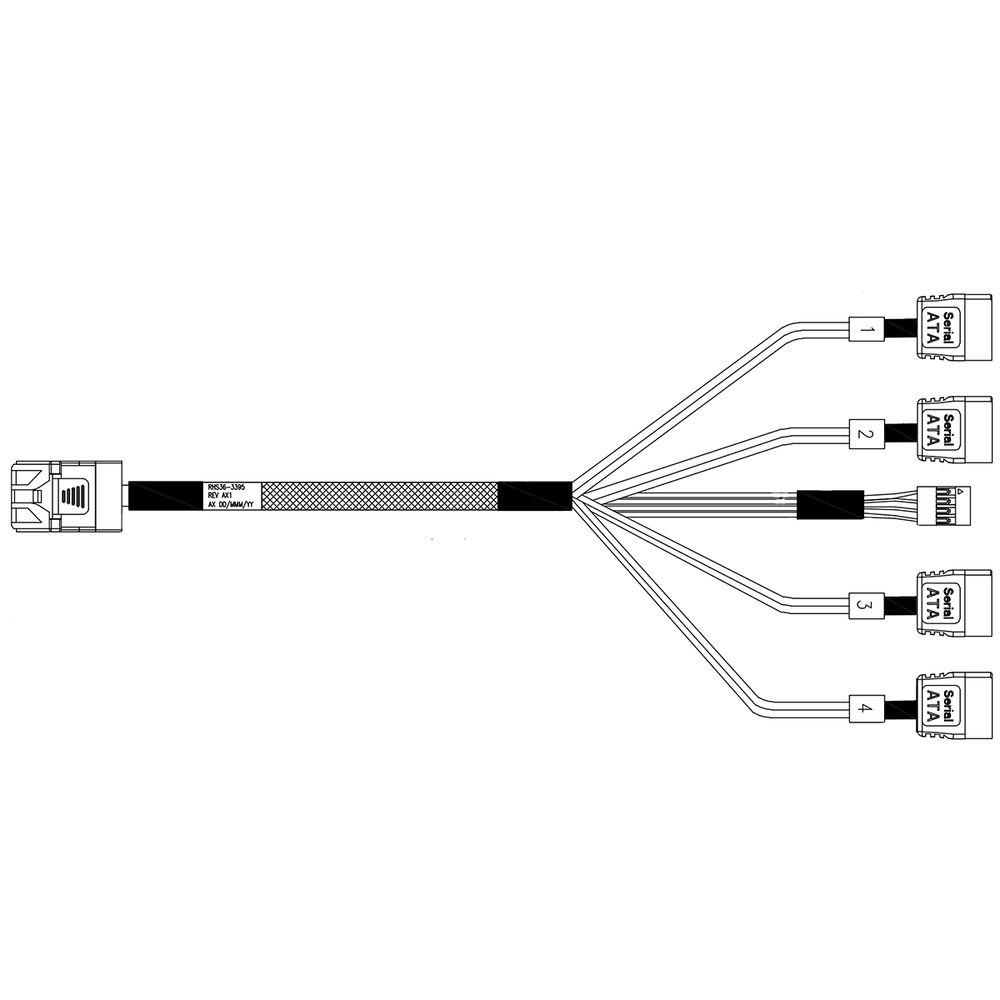 Кабель Amphenol internal mini SAS HD to 4 SATA,12G,INT,100CM SB, 28/30AWG(analog CBL-SAST-0699)