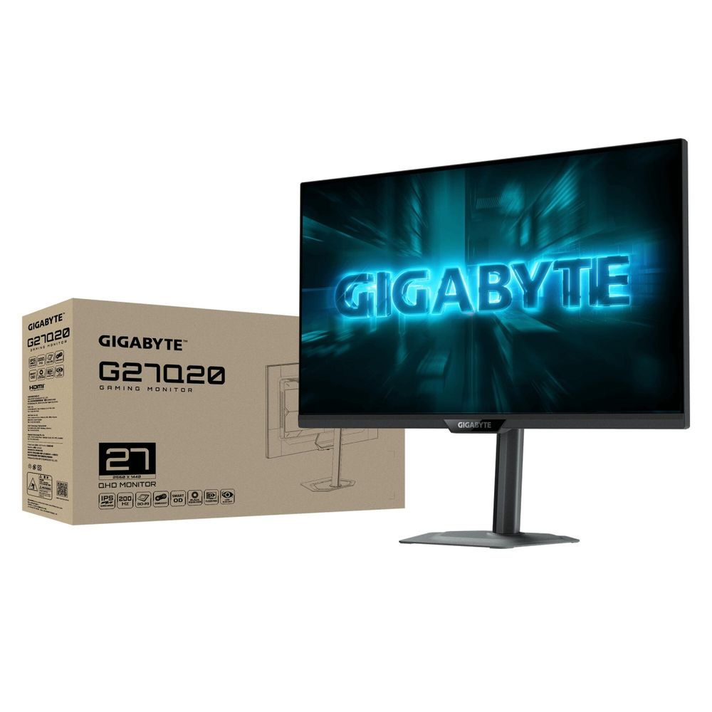 Монитор 27" Gigabyte G27Q20 EK Black 27", SS IPS,8bits, 2560x1440, 210Hz, 1ms, 178°/178°, 350 cd/m, 1000:1, FreeSync, HAS, 2xHDMI 2.0, DP 1.4, USB Type-C(15Вт), Pivot), USB 2.0