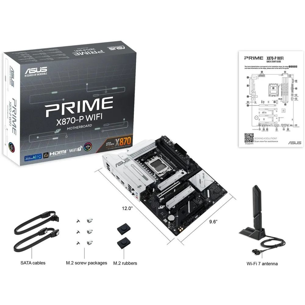 Материнская плата ASUS PRIME X870-P WIFI AM5 ATX 4xDDR5 4xPCIEx16 4xM.2 2xUSB-C HDMI 2.5GLAN Wi-Fi 7
