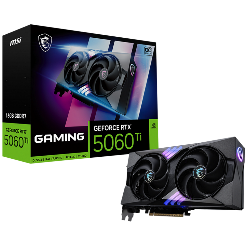 Видеокарта MSI RTX5060Ti GAMING OC 16GB GDDR7 128bit 3xDP HDMI 2FAN RTL