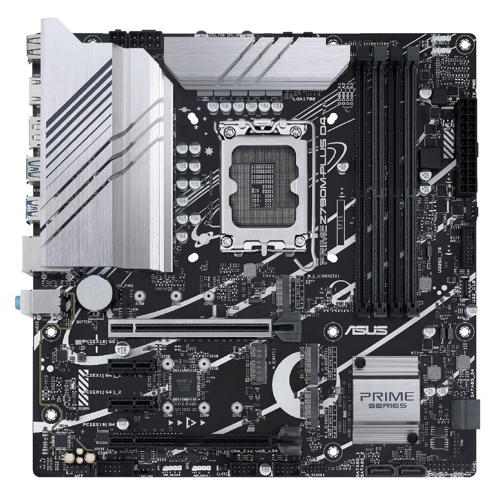 Материнская плата ASUS PRIME Z790M-PLUS LGA1700 mATX 4xDDR5 2xPCIEx16 2xPCIEx1 3xM.2 USB-C DP HDMI GLAN (90MB1E70-M1EAY0)