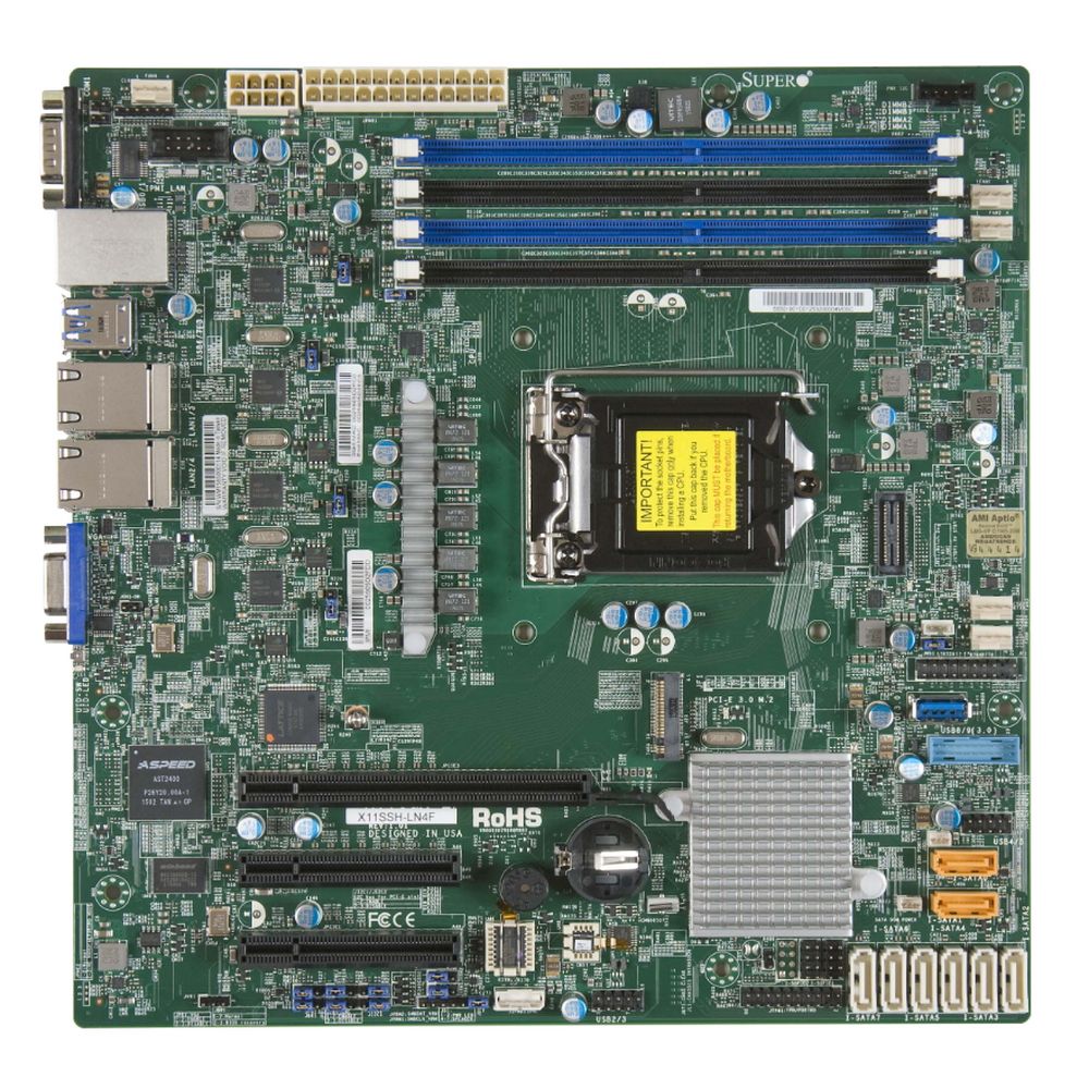 Материнская плата Supermicro MBD-X11SSH-LN4F-O, Soc-1151 iC236 mATX 4xDDR4 8xSATA3 SATA RAID i210AT 4xGgbEth Ret
