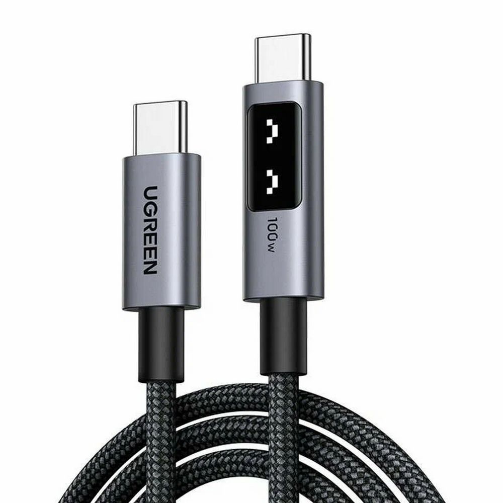 Кабель UGREEN L509 (35512) UNO Type C 2.0 Male To Type C 2.0 Male Robot 5A Data Cable.Длина: 2м. Цвет: черный/серый