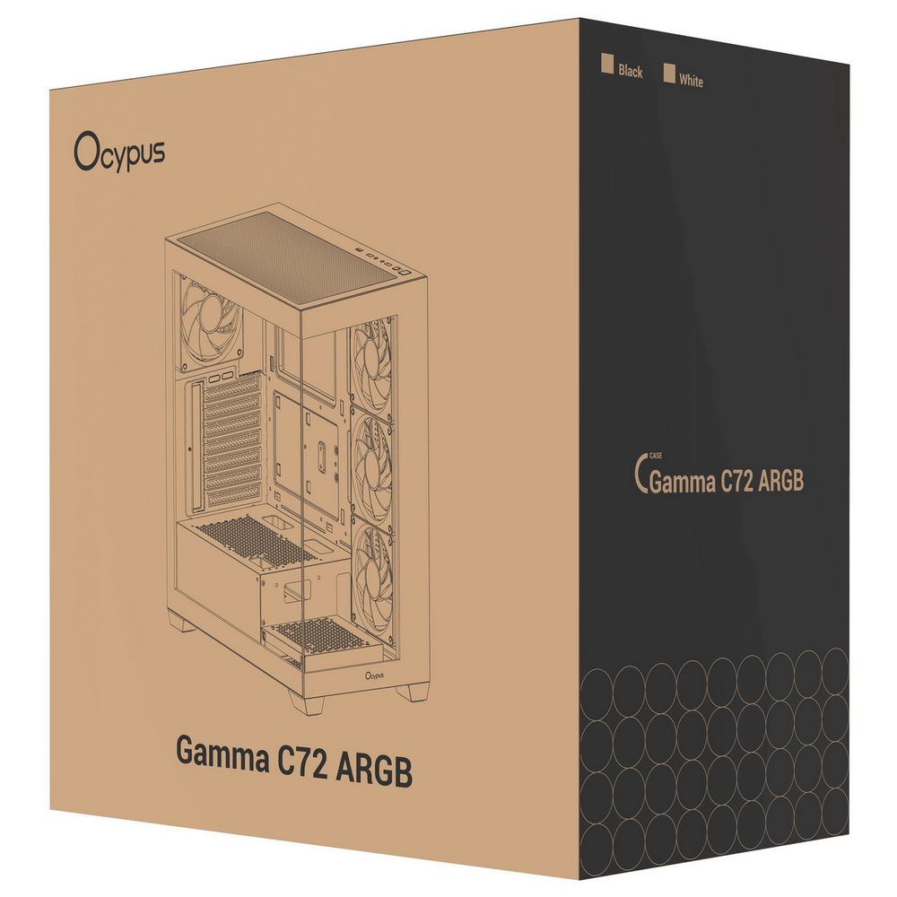 Корпус для ПК Case Ocypus Gamma C72 WH ARGB ATX / win / white / 4 ARGB fans / no PSU / Tempered Glass