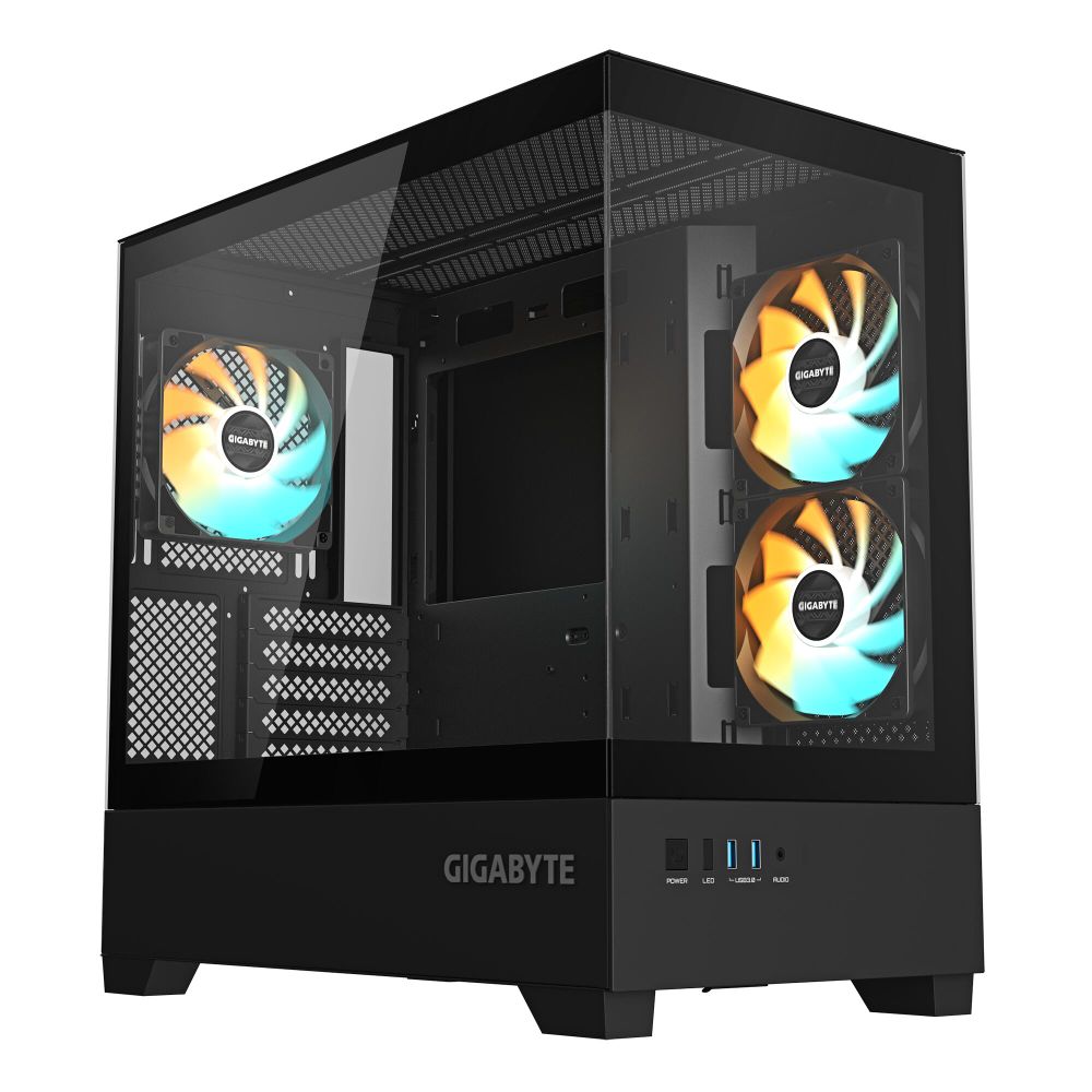 Корпус Gigabyte GB-C201P, mATX, черный, стекло
