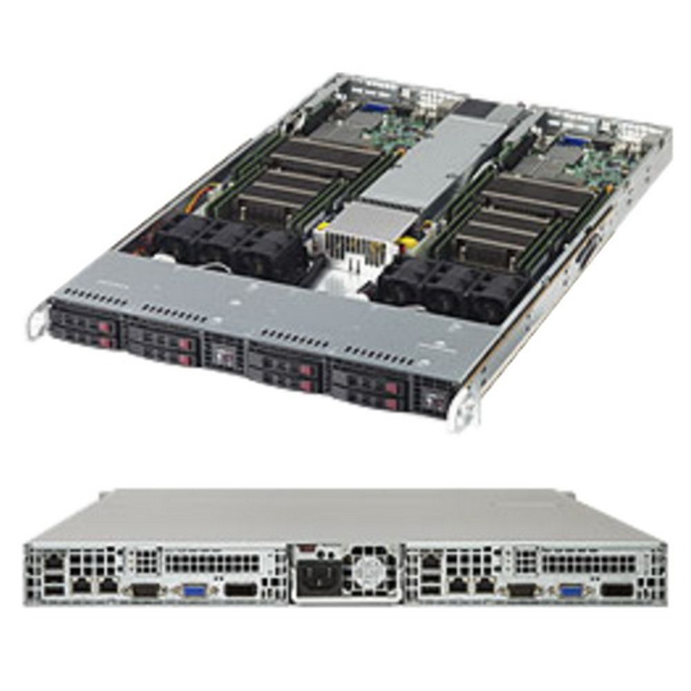 Платформа системного блока SuperMicro SYS-1028TR-TF 1U Twin CSE-809BTQ-1K03B X10DRT-LIBF (LGA2011 8xDDR4 10xSATA3 2xUSB2.0 USB 3.0 PCI-E 3.0x16 (in x16))