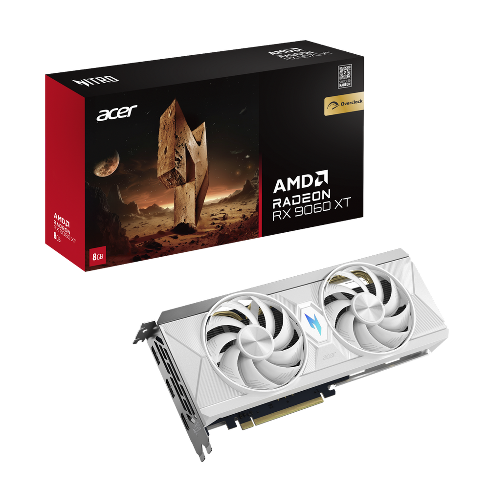 Видеокарта Acer RX9060XT NITRO WHITE OC 8Gb GDDR6 128bit 2xDP HDMI 2FAN RTL