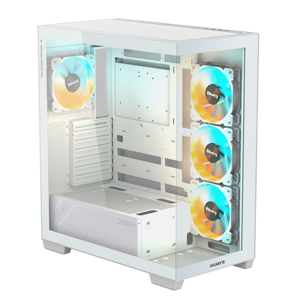 Корпус для ПК Gigabyte C500PI ST White, MidTower, ATX, Panoramic, USB-C x1, USB 3.0 x2, Audio I/O, Black, VGA 410mm, TG (GB-C500PI ST)