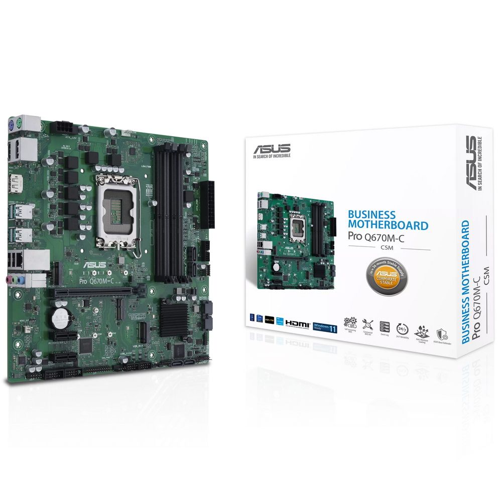 Материнская плата ASUS PRO Q670M-C-CSM LGA1700 mATX 4xDDR5 PCIEx16 2xPCIEx1 2xM.2 DP HDMI GLAN (518389)