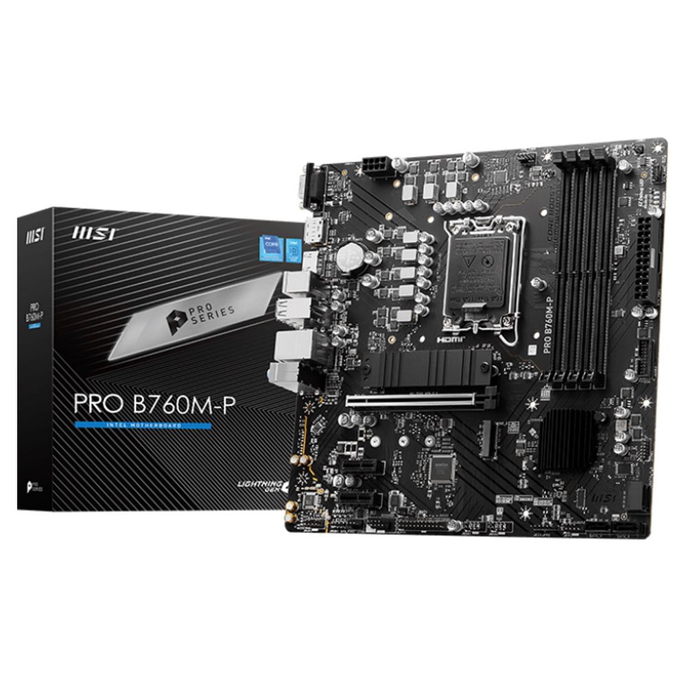 Материнская плата MSI BadPack PRO B760M-P B760, LGA1700, 4*DDR5, 1*PCIEx16, 2*PCIEx1, 2*M.2, 1*TypeC, 3*USB3.2Gen1, 8*USB2.0, 4*SATA3.0, 1G, VGA, DP, HDMI, M-ATX, RTL bp