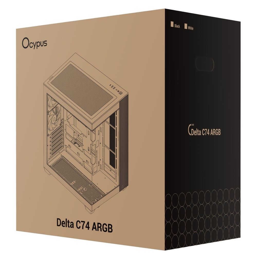 Корпус для ПК Ocypus  Delta C74 WH ARGB ATX / win / white / 2 ARGB fans / no PSU /Tempered Glass