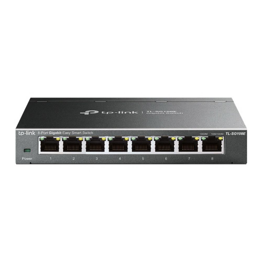 Коммутатор TP-LINK TL-SG108E 8-портовый гигабитный настольный Easy Smart коммутатор, 8 портов RJ45 10/100/100 Мбит/с, VLAN на базе MTU/порта/тэга, QoS, IGMP Snooping {24} (021856)