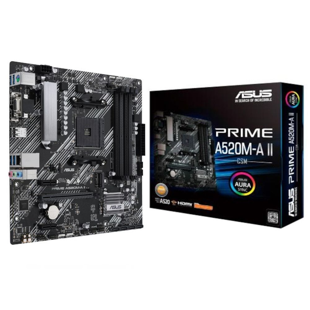 Материнская плата ASUS PRIME A520M-A II/CSM AM4 mATX 4xDDR4 PCIEx16 2xPCIEx1 M.2 DP HDMI VGA GLAN (90MB17H0-M0EAYC)