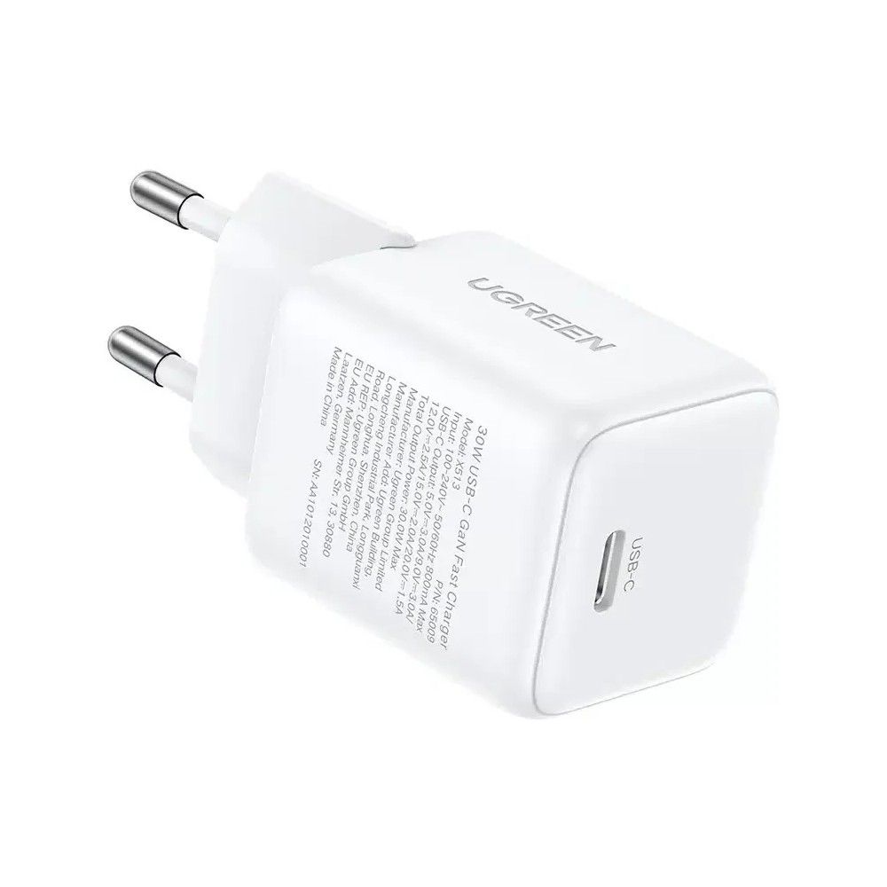 Сетевое зарядное устройство UGREEN X513 (65013) 30W USB-C GaN Fast Charger с кабелем USB-C-USB-C.  Длина: 1м. Цвет: белый