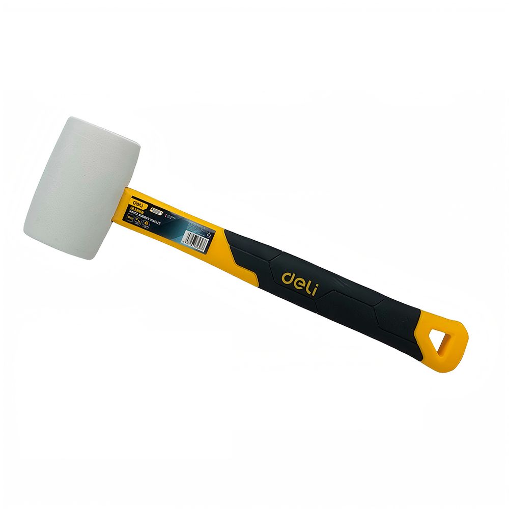DL5916B Deli Киянка резиновая белая Deli DL5916B 450 грамм, фиберглассовая рукоять с резиновой вставкой