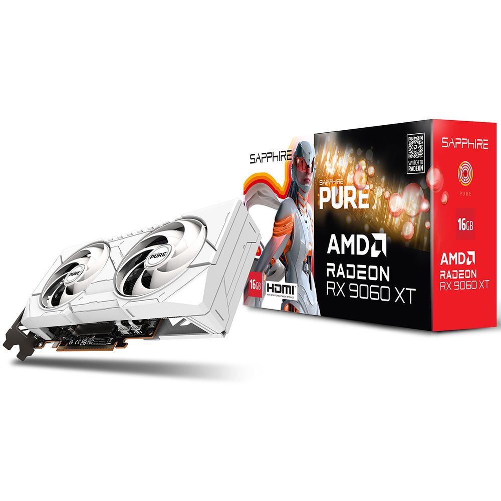 Видеокарта Sapphire PCI-E 5.0 11350-02-20G PURE AMD RADEON RX 9060 XT GAMING OC 16Gb DUAL AMD Radeon RX 9060XT 16Gb 128bit GDDR6 2700/20000 HDMIx2 DPx2 HDCP Ret