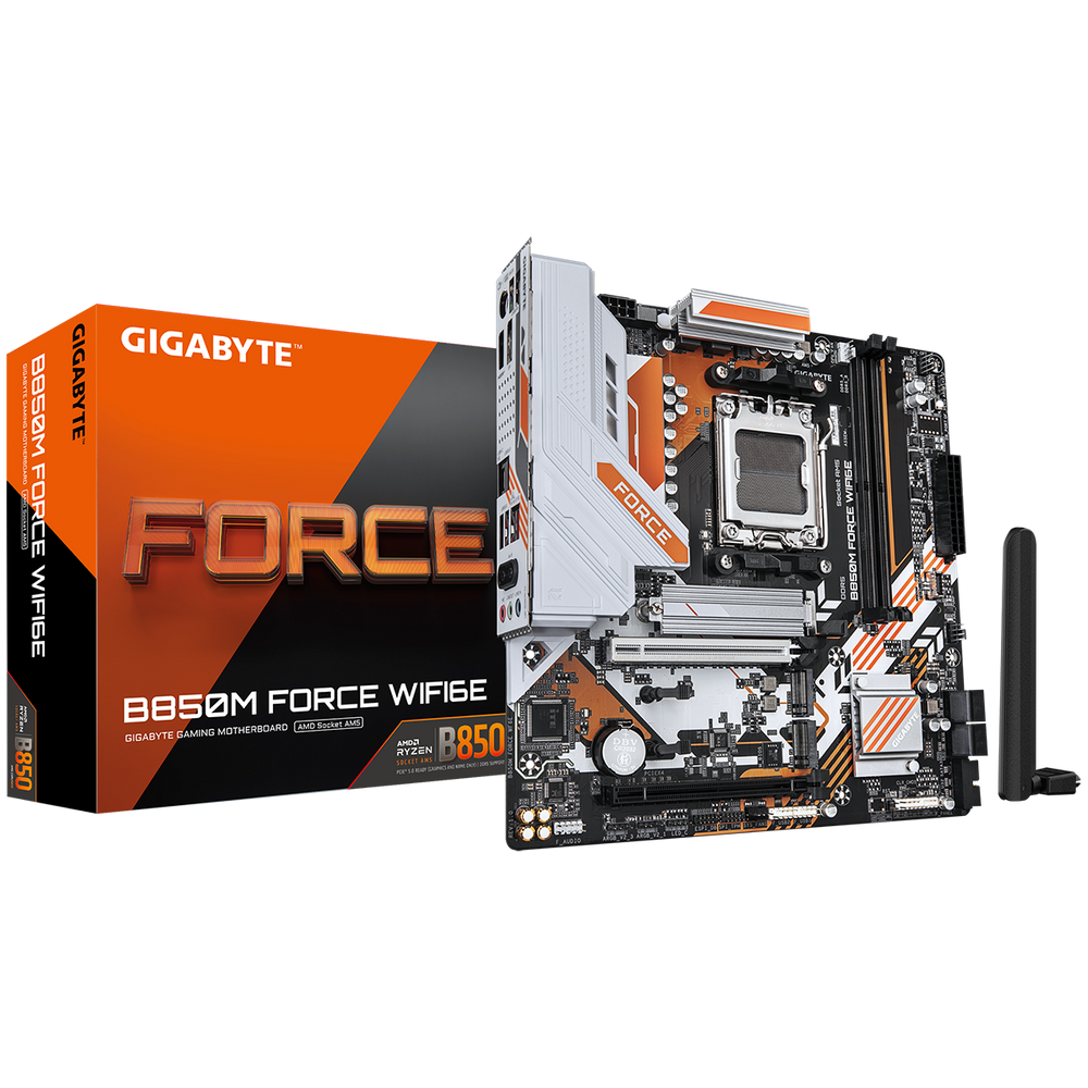 Материнская плата Gigabyte B850M FORCE WIFI6E Socket AM5 AMD B850 2xDDR5 mATX AC`97 8ch(7.1) 2.5Gg RAID+HDMI+DP