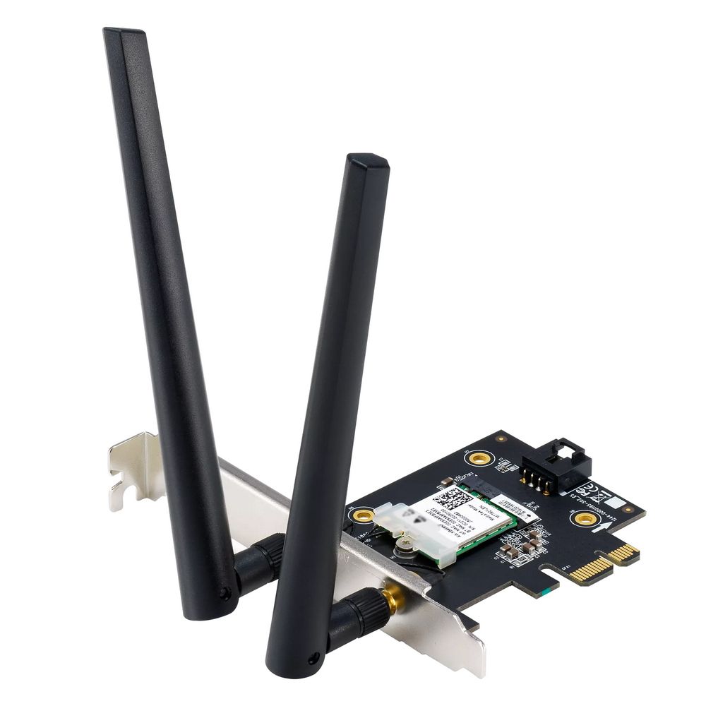 Адаптер беспроводной связи (Wi-Fi) ASUS PCE-AX1800 WiFi 6 Bluetooth 5.2 1201Mbps+574Mbps 5GHz/2.4GHz (90IG07A0-MO0B00) (463849)
