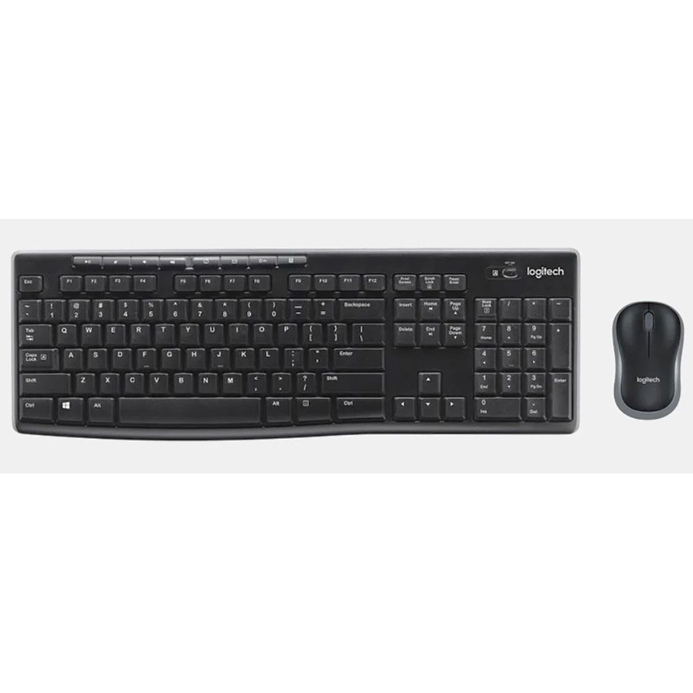 Комплект клавиатура и мышь Logitech  MK270 |920-004518| клавиатура черная, 112 клавиш с защитой от воды, |920-004518| мышь черная, оптическая, 1000dpi, 3 кнопки, 2.4GHz, USB-ресивер (039247) {6}