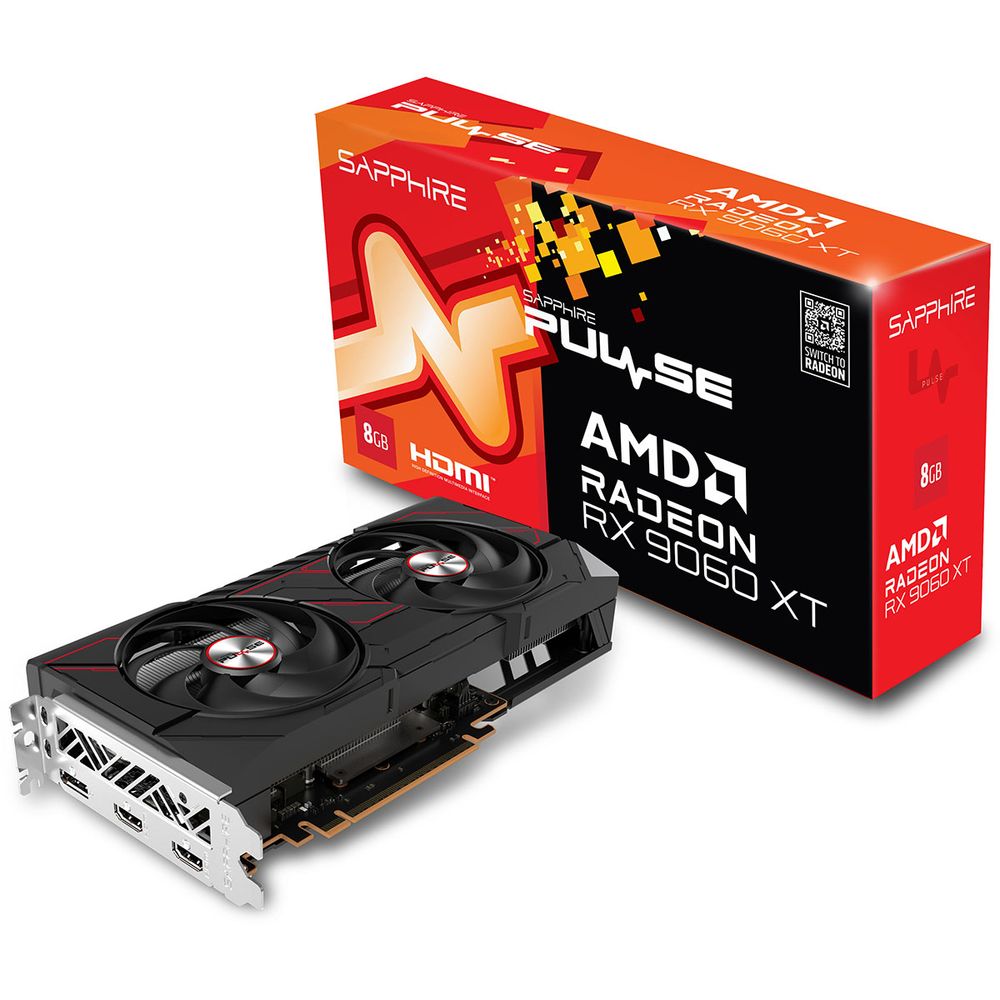Видеокарта Sapphire RX9060XT PULSE OC 8GB GDDR6 128bit DP 2xHDMI 2FAN RTL
