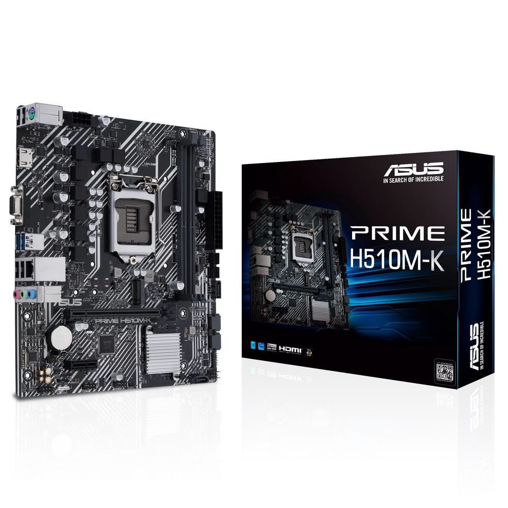 Материнская плата ASUS PRIME H510M-K R2.0, LGA 1200, Intel H470, 2xDDR4, 4xSATA, 1xM.2, 1xPCIe 4.0 x16, 1x 1Gb LAN, 2xUSB-A 3.2 Gen 1, 2xUSB 2.0, 1xHDMI, 1xVGA, 3x3.5 мм, 7.1, mATX