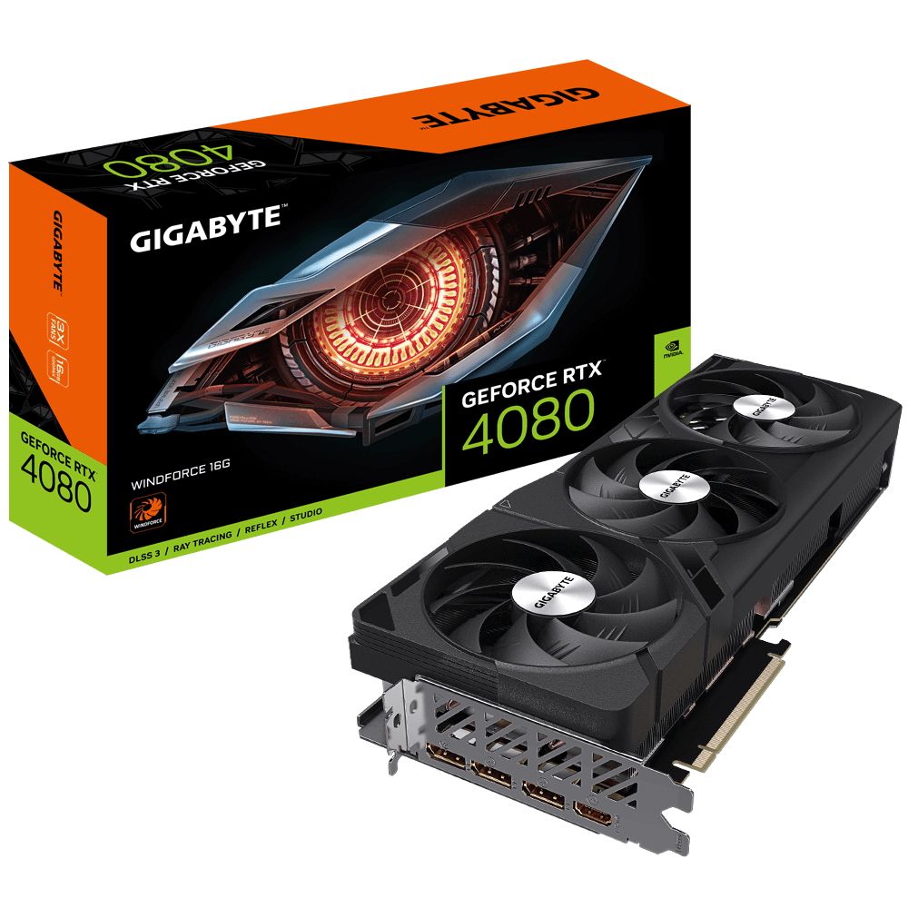 Видеокарта Gigabyte RTX4080 WINDFORCE 16GB GDDR6X 256bit 3xDP HDMI 3FAN RTL (311520)