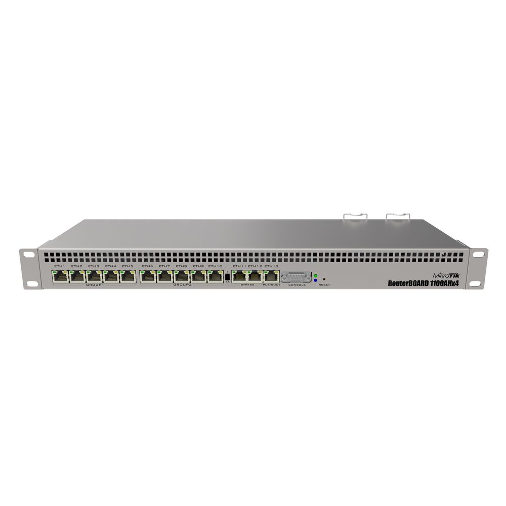 Маршрутизатор MIKROTIK Bad Pack RB1100AHx4 1100x4 with Annapurna Alpine AL21400 Cortex A15 CPU (4-cores, 1.4GHz per core),  13xGbit LAN,RouterOS L6, 1U rackmount case, Dual PSU {10} (002662)1GB RAM, bp