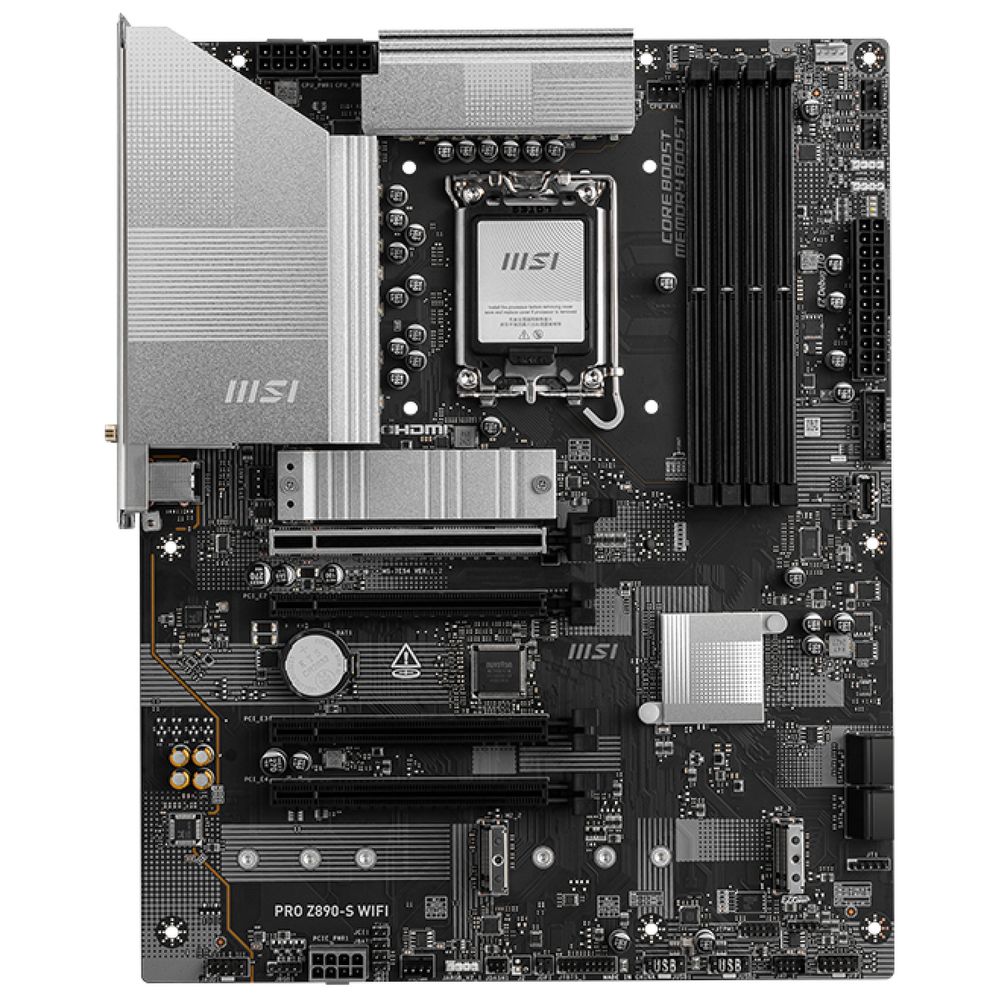 Материнская плата MSI PRO Z890-S WIFI Z890, LGA1851, 4*DDR5, 4*PCIEx16, 1*PCIEx1, 3*M.2, 2*TypeC, 8*USB3.2Gen1, 4*USB2.0, 4*SATA3.0, 2.5G, Type-C(DP), DP, HDMI, ATX, RTL
